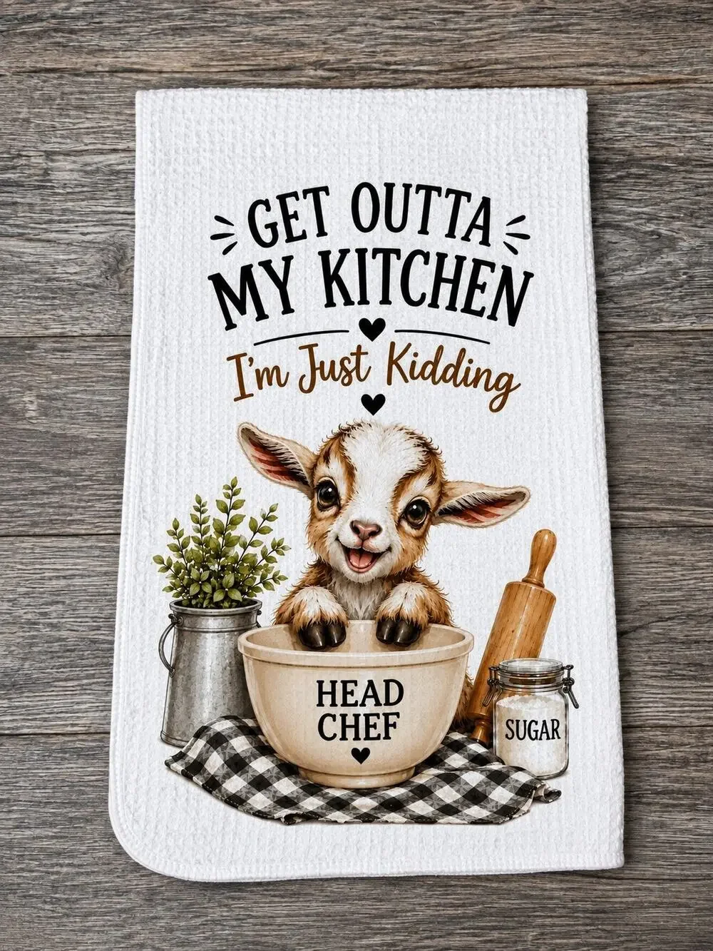 Funny Goat Kitchen Towel Get Outta My Kitchen Cute Farmhouse Kitchen Decor